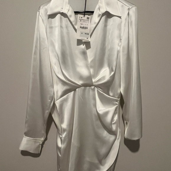 Zara satin effect dress, size small, color white - Picture 4 of 6